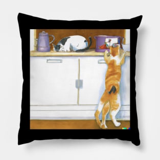 Cat Design- Stealing food from counter Pillow