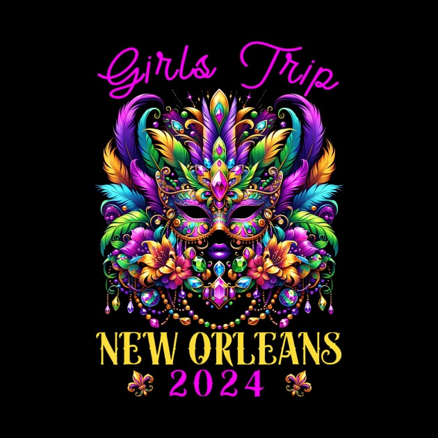 Girls Trip New Orleans 2024 Girl Mardi Gras Mask Beads by Saboia Alves