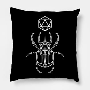 Polyhedral D20 Dice Scarab Beetle Hieroglyphs Dungeons Crawler and Dragons Slayer Tabletop RPG Addict Pillow