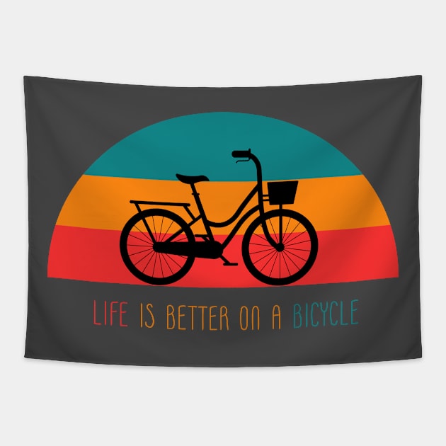 Life is Bettter on a Bicycle, Bike Tapestry by Karlsefni Design