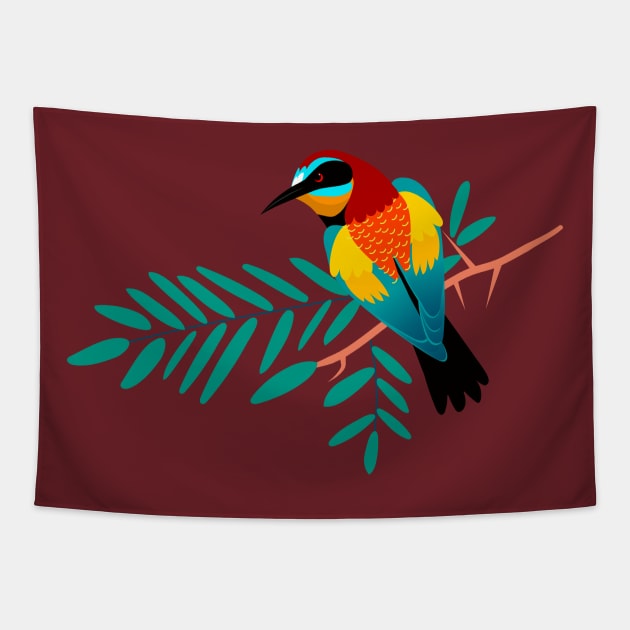 Colorful Bird Tapestry by Mako Design 