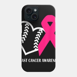 Vintage Cancer Baseball Heart Pink Ribbon Breast Cancer Awareness Phone Case