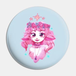 Pink Flower Crown Girl Pin