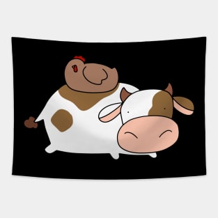 Brown Chicken and Cow Tapestry