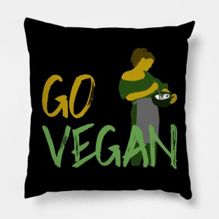 Go Vegan Lady Pillow