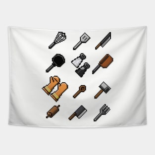 Pixel Art Chef's Tools - choose your weapon Tapestry