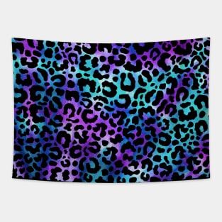 Cute Tie Dye Purple Blue Boho Leopard Print Tapestry