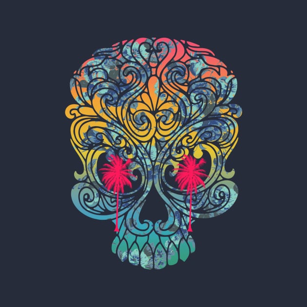 Summer Tropical Skull by Goldquills