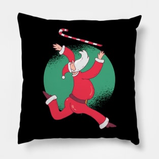 Funny Christmas Santa Baton Twirling a Candy Cane Pillow