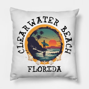 Clearwater Beach - Florida (with Black Lettering) Pillow