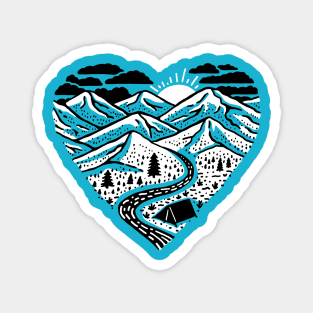 Mountain Lover Heart Camping Nature Magnet