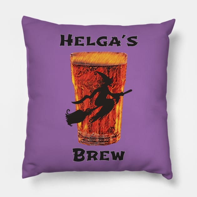 Helga's Halloween Beer Brew Pillow by monetcourt310