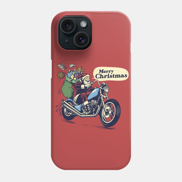 Retro Santa Claus on a Motorcycle Phone Case by SLAG_Creative