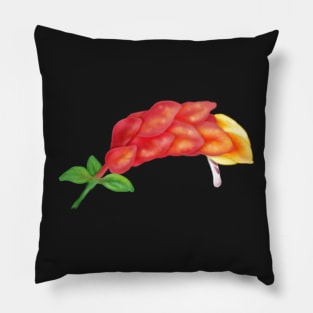 Pink Shrimp Plant Flower Digital Art Pillow