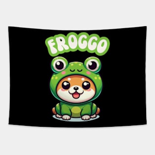 Froggo Cute Kawaii Dog in Frog Costume Puppy Toad Tapestry