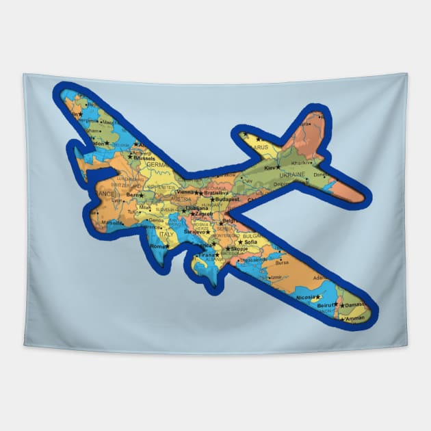 WWII Bomber Airplane - WWII Map of Europe Tapestry by Bits