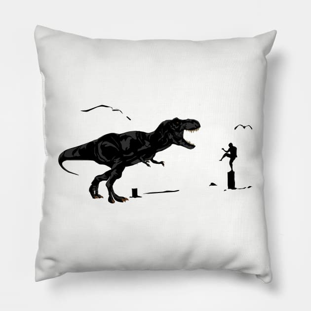 Crane Kick T-Rex Pillow by ilrokery