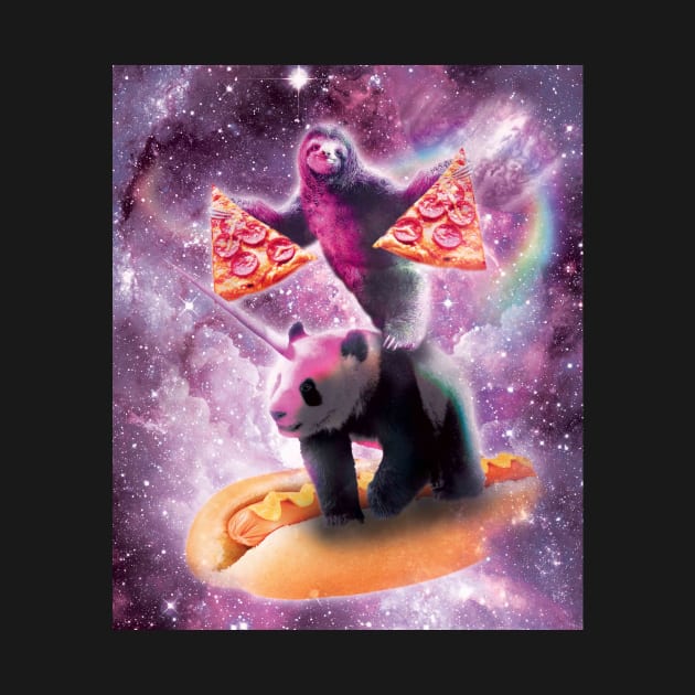 Space Pizza Sloth On Panda Unicorn On Hotdog by Random Galaxy