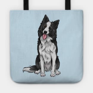 Black and White Border Collie Dog Tote