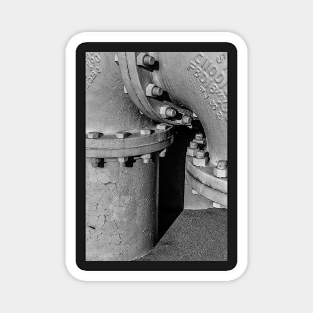 Industrial Pipe in Black and White Magnet by jecphotography