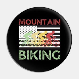 Mountain Biking Team Vintage American Flag Pin