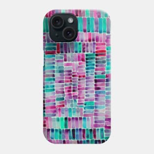 Watercolor abstract rectangles - purple and turquoise Phone Case