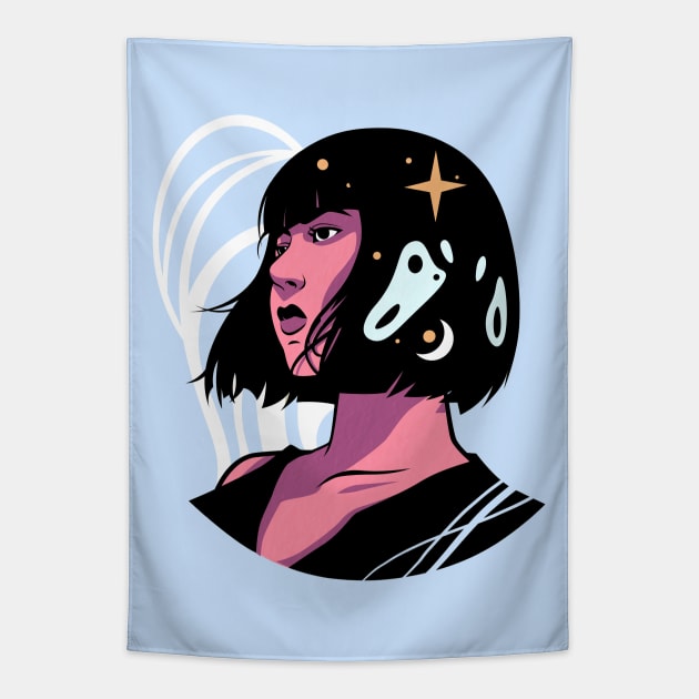 Cosmic Girl Tapestry by sergiosaucedo