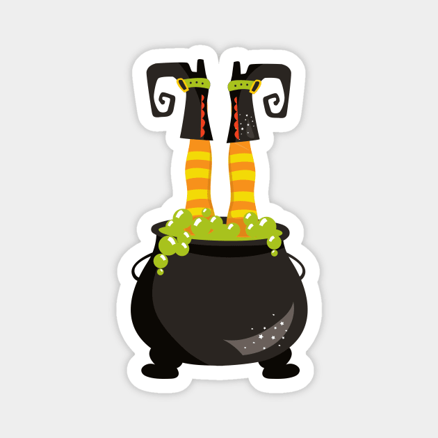 Halloween, Witch Cauldron, Witch Legs, Potion Magnet by Jelena Dunčević