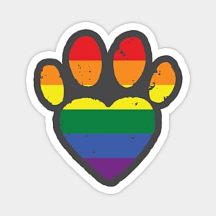 LGBT Rainbow Paw Print Heart Pet Lovers Pride product Magnet