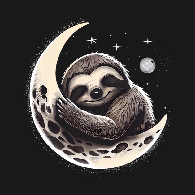 Sloth sleeping on the moon by styleandlife