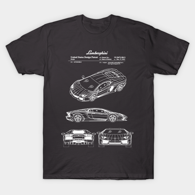 Lamborghini Aventador Patent White - Lamborghini - T-Shirt