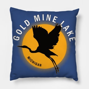 Gold Mine Lake in Michigan Heron Sunrise Pillow