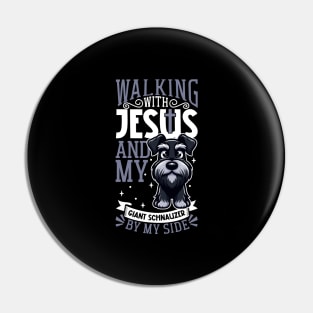 Jesus and dog - Giant Schnauzer Pin