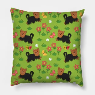Yorkshire Terrier and Flowers Pillow
