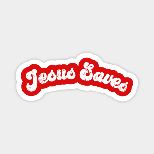 Jesus Saves devine vintage worn white print Magnet