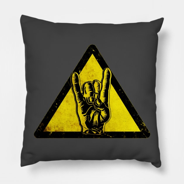 Heavy metal warning Pillow by ElectricMint