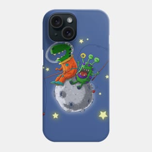 dino in the moon with a new friend Phone Case