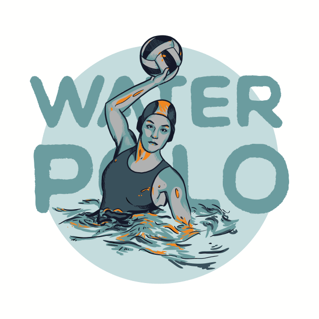 Water Polo Vintage Woman Shooting by polliadesign