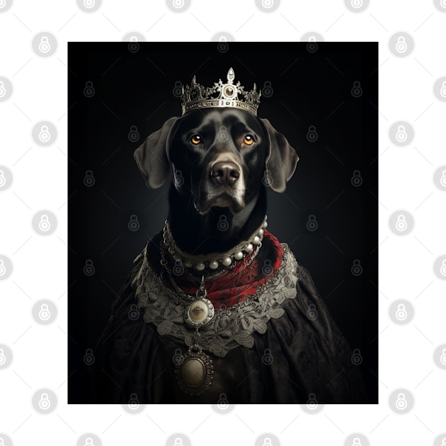 Majestic Black Labrador Retriever - Medieval English Queen by HUH? Designs