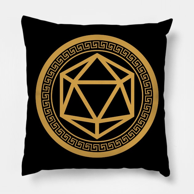 Minimalist Polyhedral Dice D20 Tabletop RPG Pillow by pixeptional