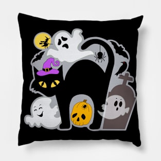 Happy Halloween Black Cat Pillow