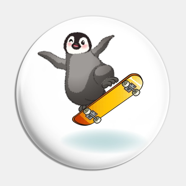 Happy emperor penguin chick with skateboard Pin by tomodaging