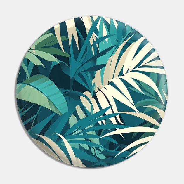 Teal Tropical Palm Leaves Pattern Pin by Trippycollage