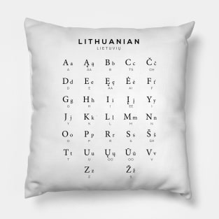 Lithuanian Alphabet Chart, Lithuania Language Chart, White Pillow