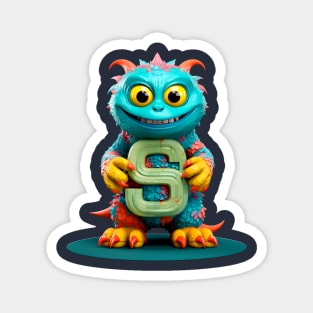 Cute Monster for Kids Alphabet Letter S Funny Back to School Magnet