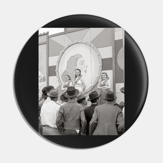 Carnival Girlie Show, 1942. Vintage Photo Pin by historyphoto