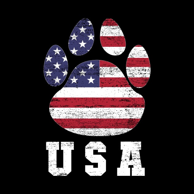 Dog paw print American flag USA tshirt by bbreidenbach