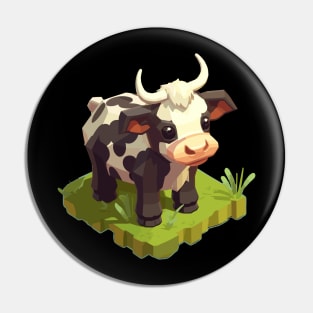 Udderly Delightful Chibi Isometric Cow Pin