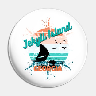 Jekyll Island Georgia Retro Vintage Sunset Pin