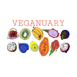 VEGANUARY, fruit rainbow funny quotes T-Shirt